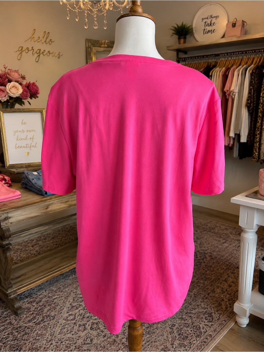 Pink Short-Sleeve Bear Graphic Tee Size Large EUC - Picture 3 of 6